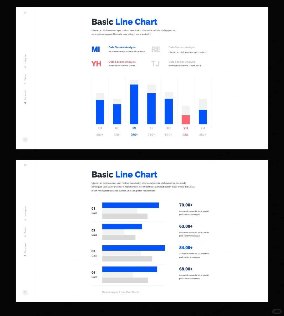 1031 Blue and white color matching simple sense PPT template - whaledesign