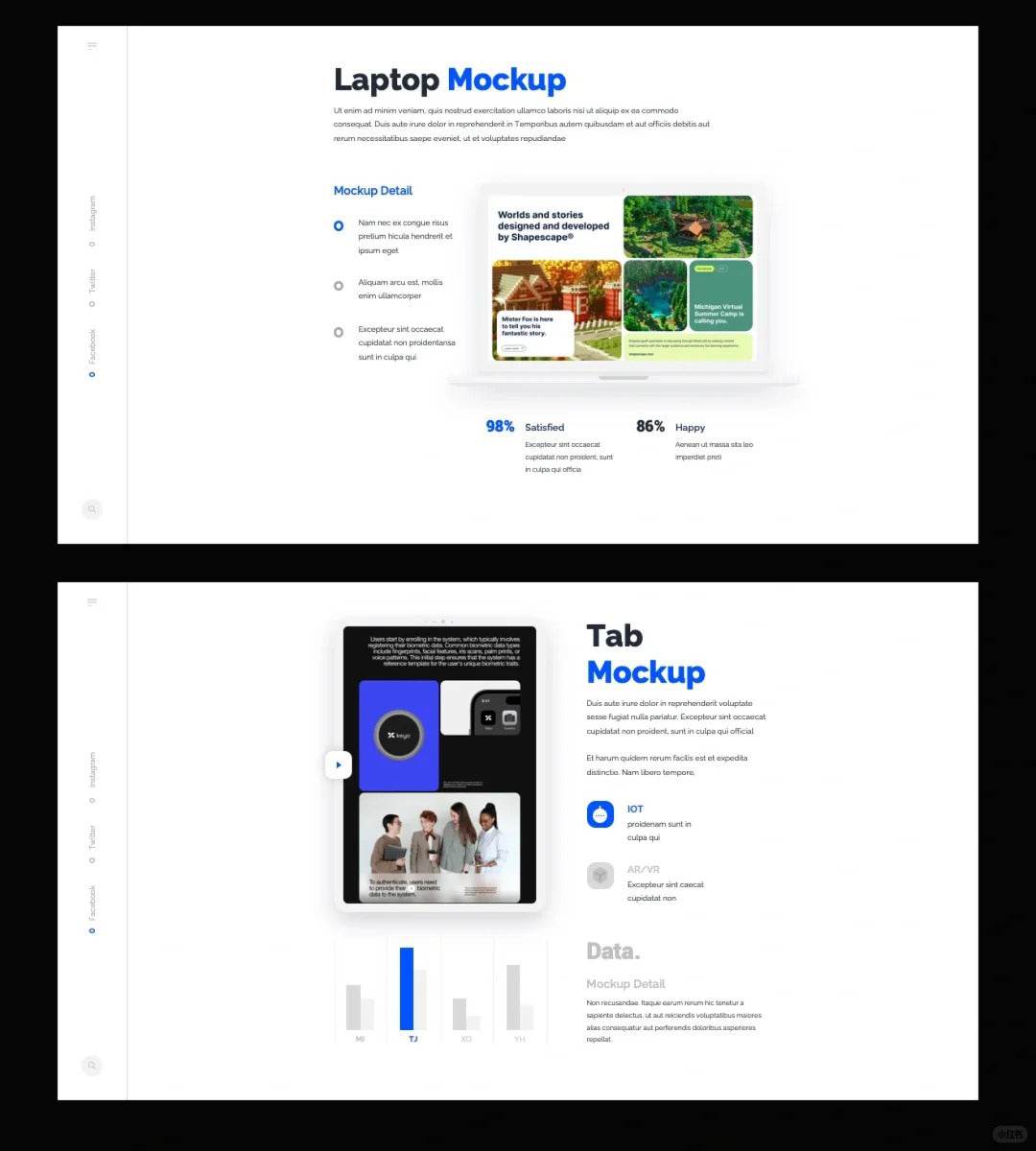 1031 Blue and white color matching simple sense PPT template - whaledesign