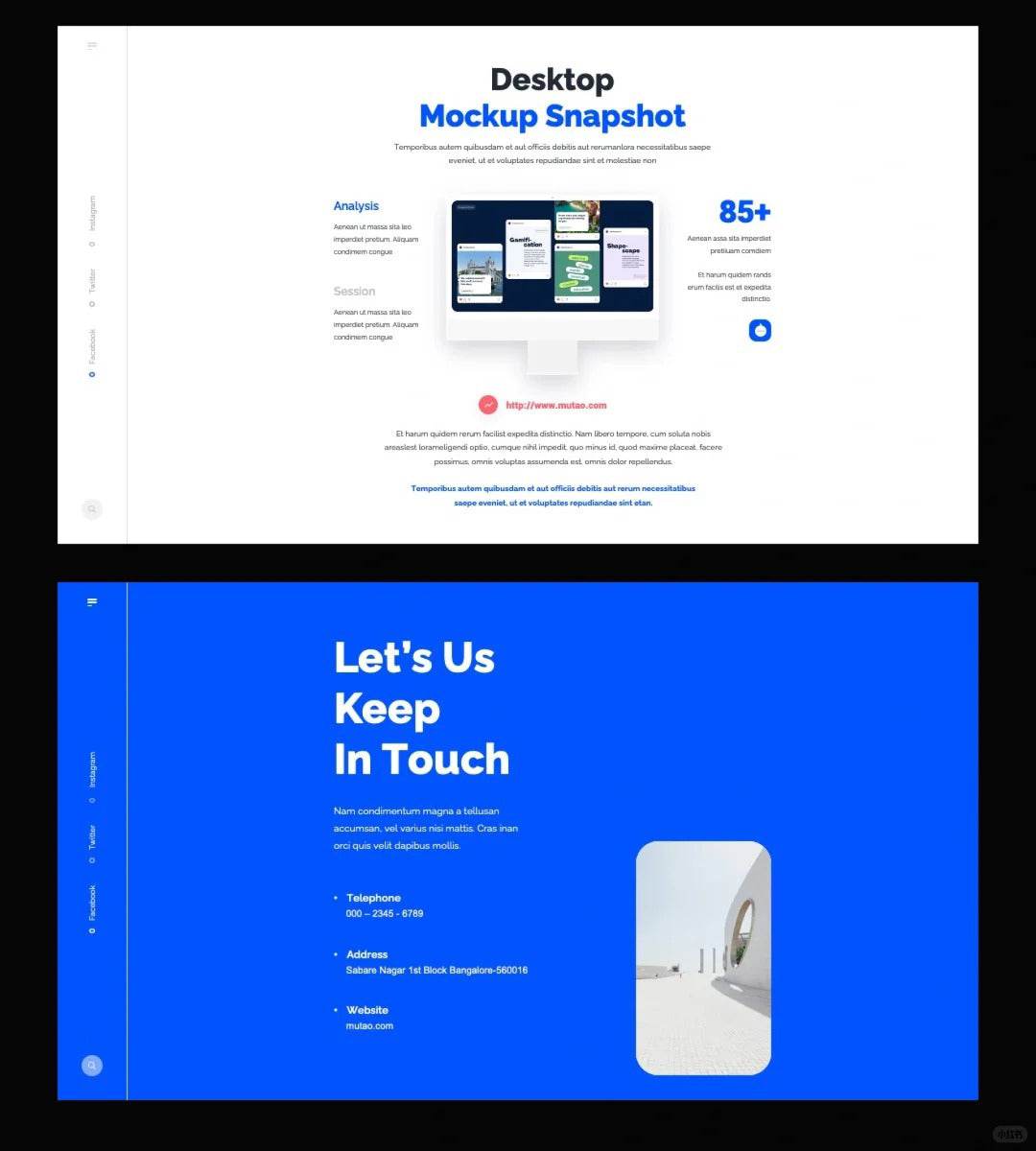 1031 Blue and white color matching simple sense PPT template - whaledesign