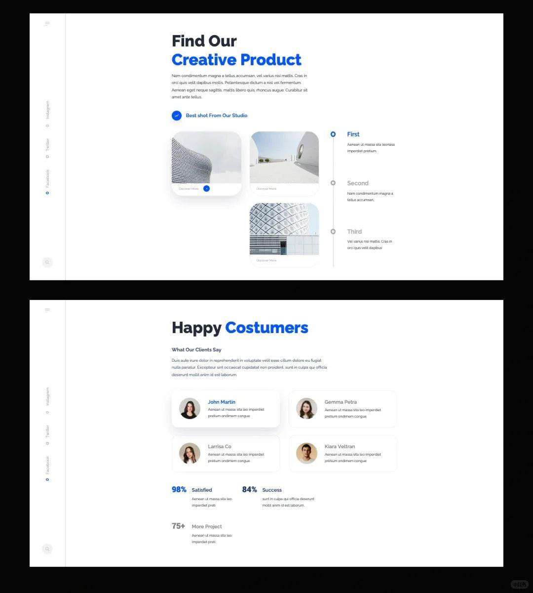 1031 Blue and white color matching simple sense PPT template - whaledesign