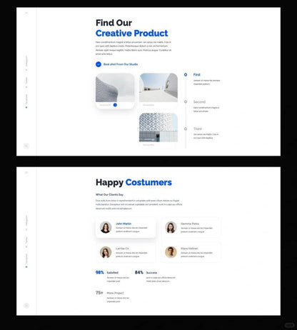1031 Blue and white color matching simple sense PPT template - whaledesign