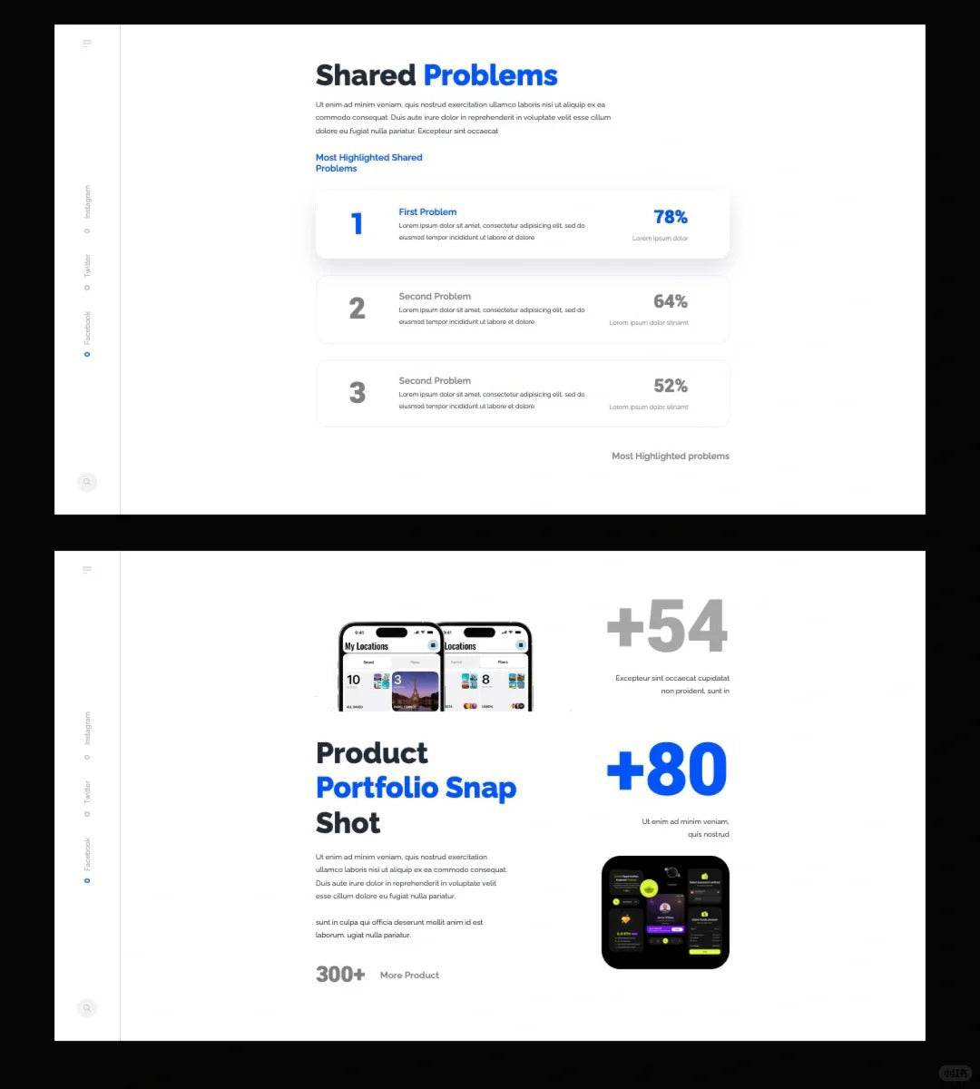 1031 Blue and white color matching simple sense PPT template - whaledesign