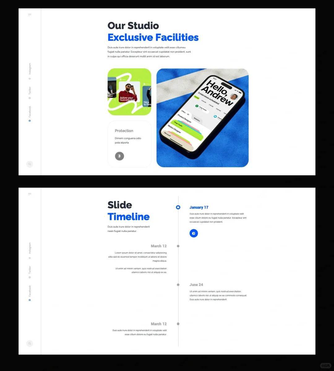 1031 Blue and white color matching simple sense PPT template - whaledesign