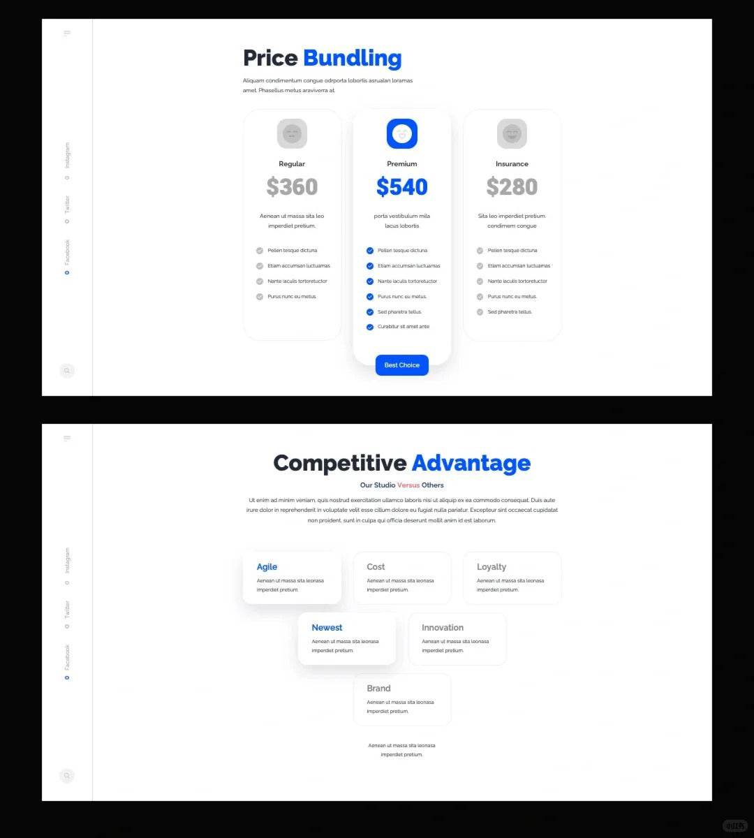 1031 Blue and white color matching simple sense PPT template - whaledesign