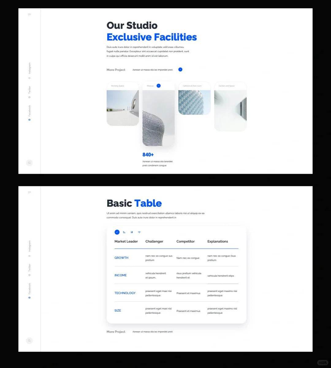 1031 Blue and white color matching simple sense PPT template - whaledesign