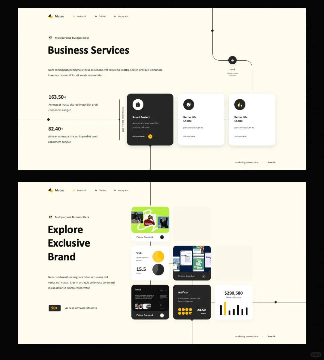 1032 High-level visual guide line PPT template - whaledesign