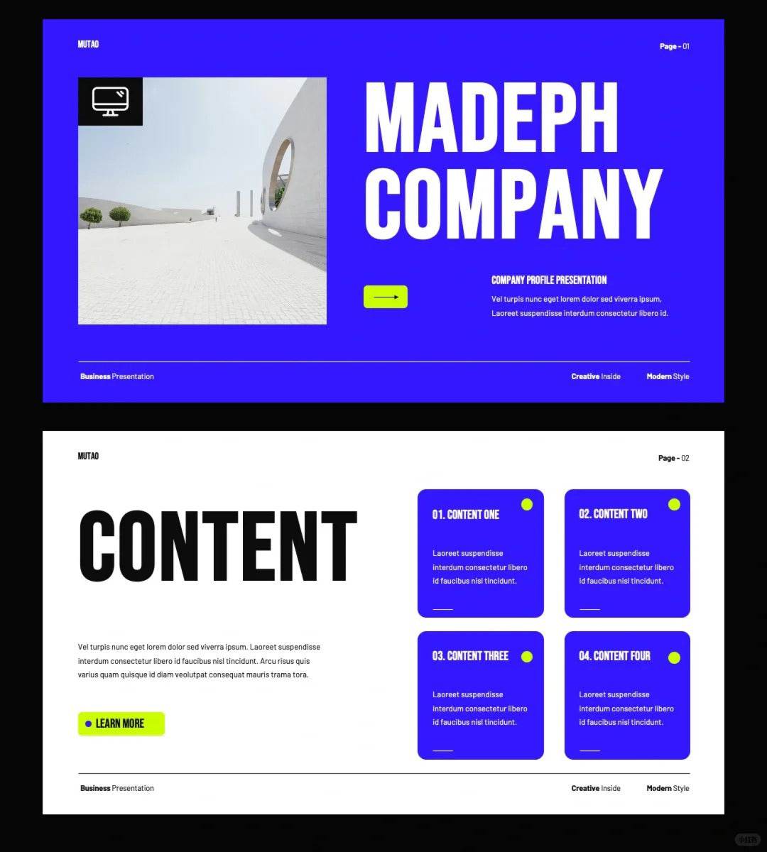 1034 Green and purple color matching super simple PPT template - whaledesign