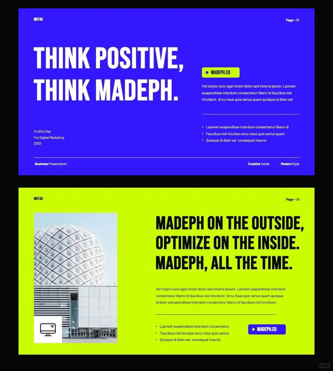 1034 Green and purple color matching super simple PPT template - whaledesign