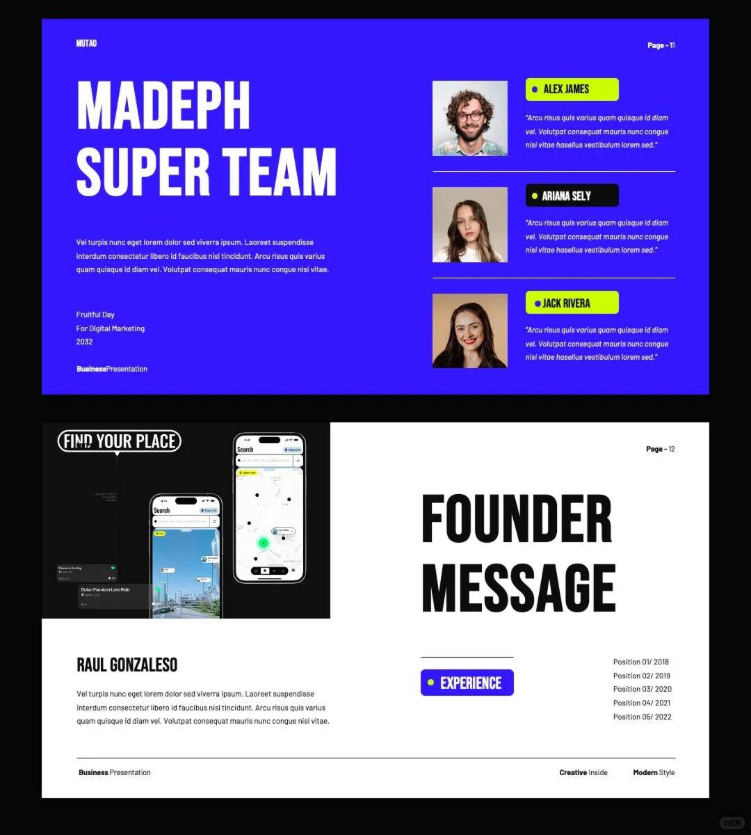 1034 Green and purple color matching super simple PPT template - whaledesign