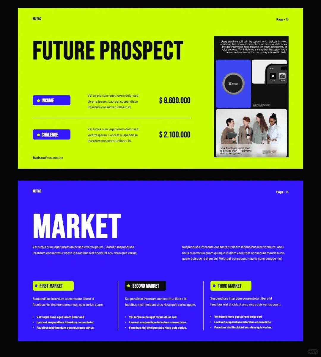1034 Green and purple color matching super simple PPT template - whaledesign