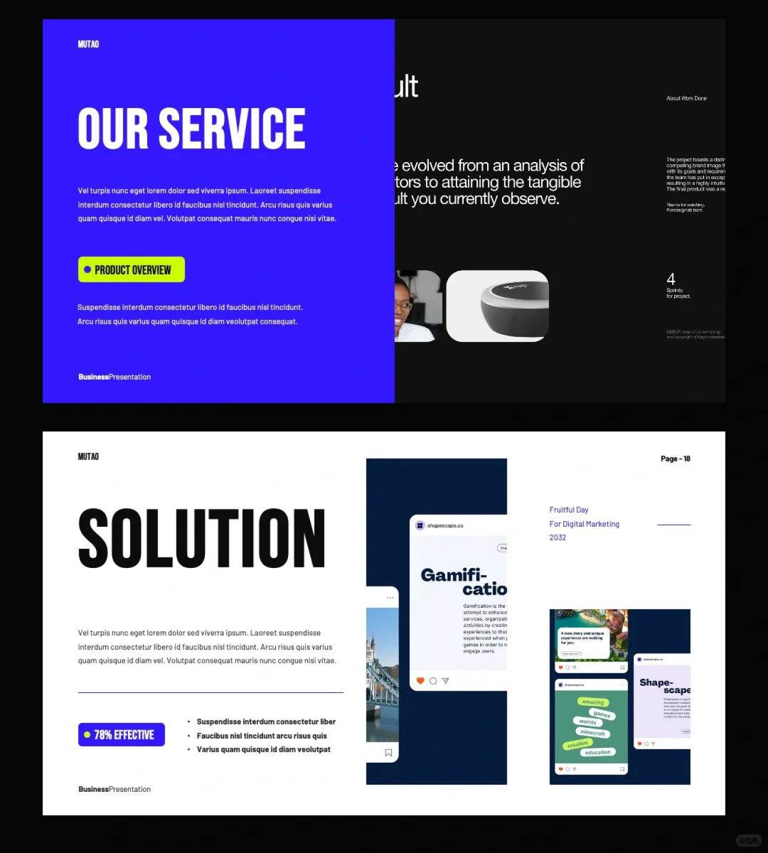 1034 Green and purple color matching super simple PPT template - whaledesign