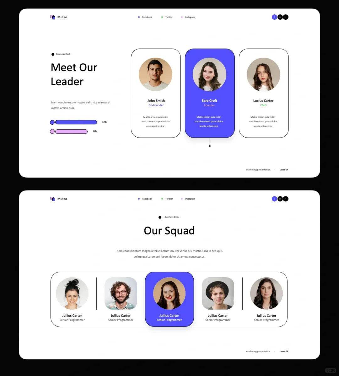 1035 Simple stroke style PPT template - whaledesign