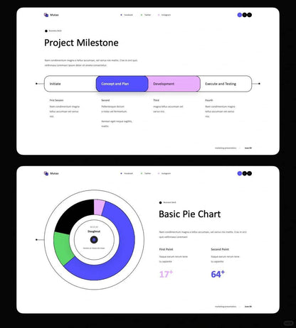 1035 Simple stroke style PPT template - whaledesign