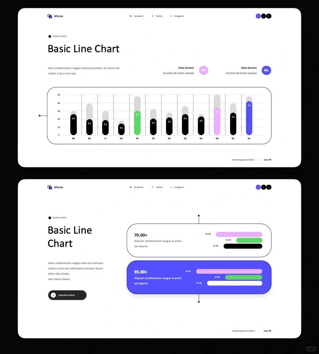 1035 Simple stroke style PPT template - whaledesign