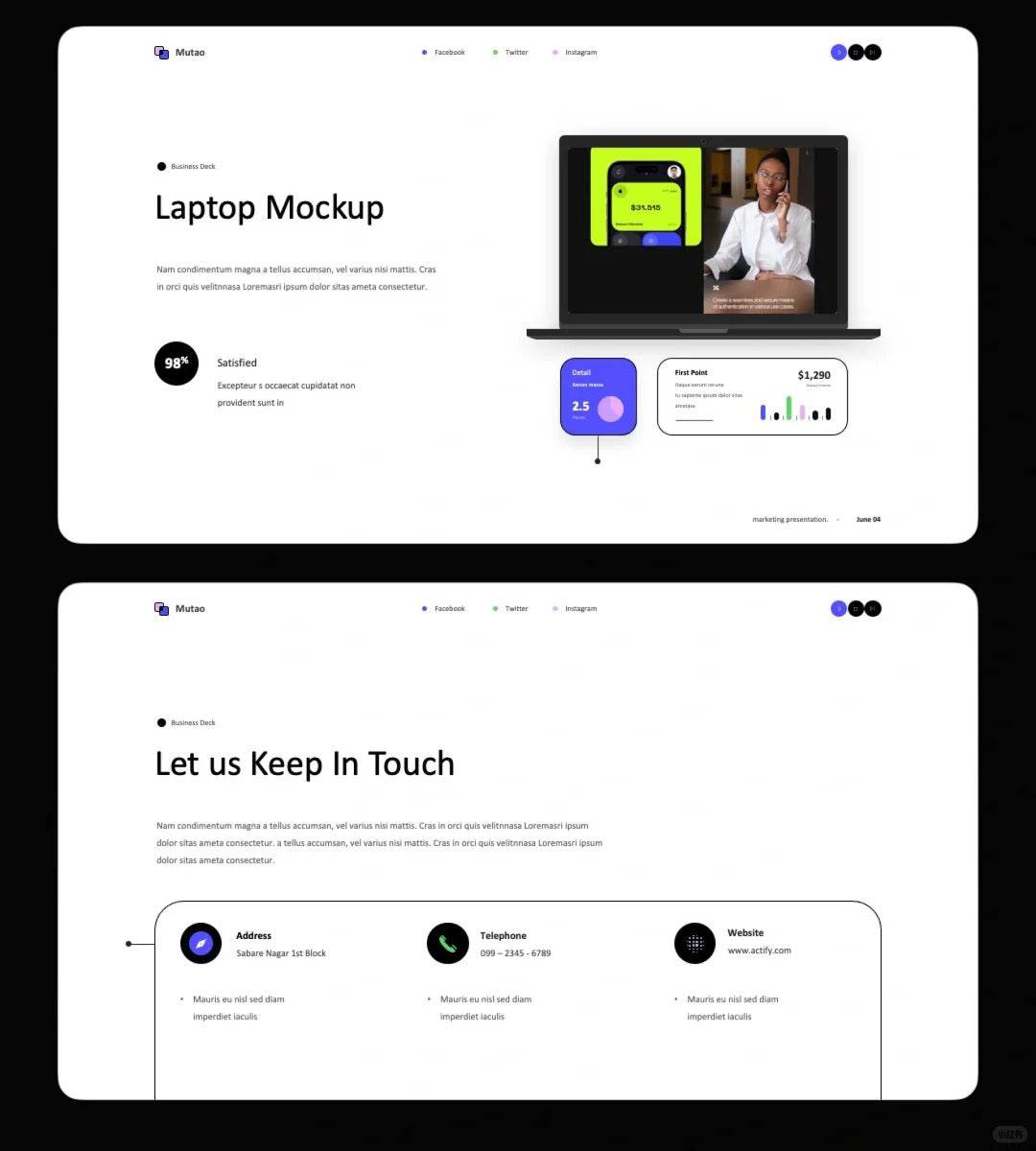 1035 Simple stroke style PPT template - whaledesign