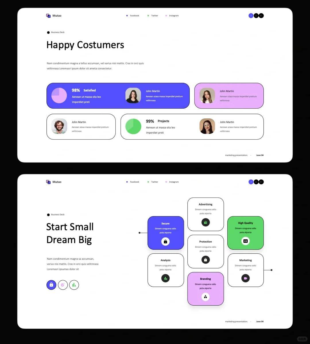 1035 Simple stroke style PPT template - whaledesign
