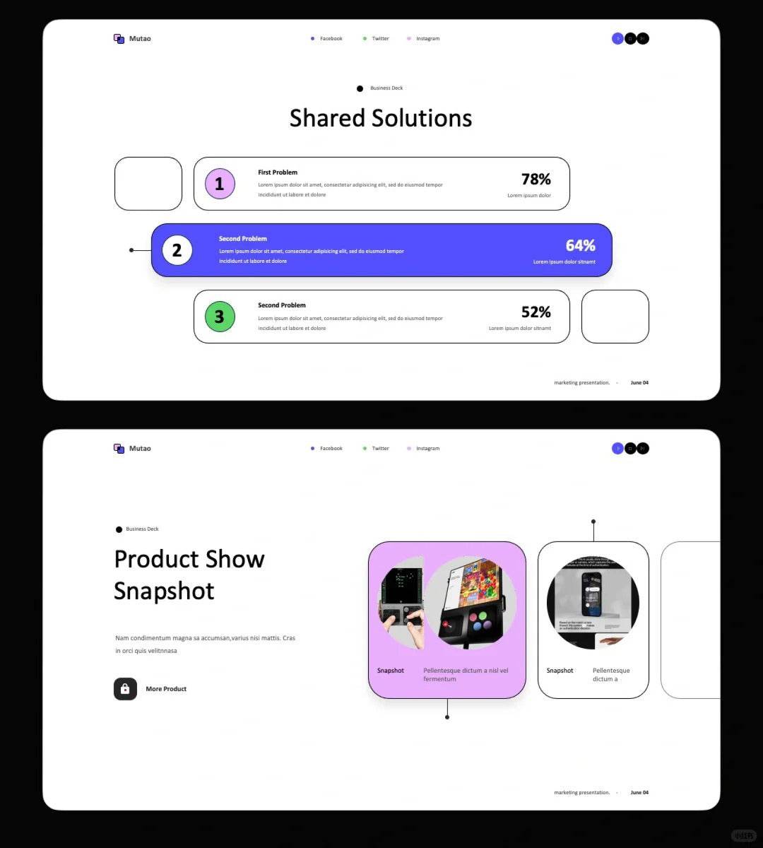 1035 Simple stroke style PPT template - whaledesign