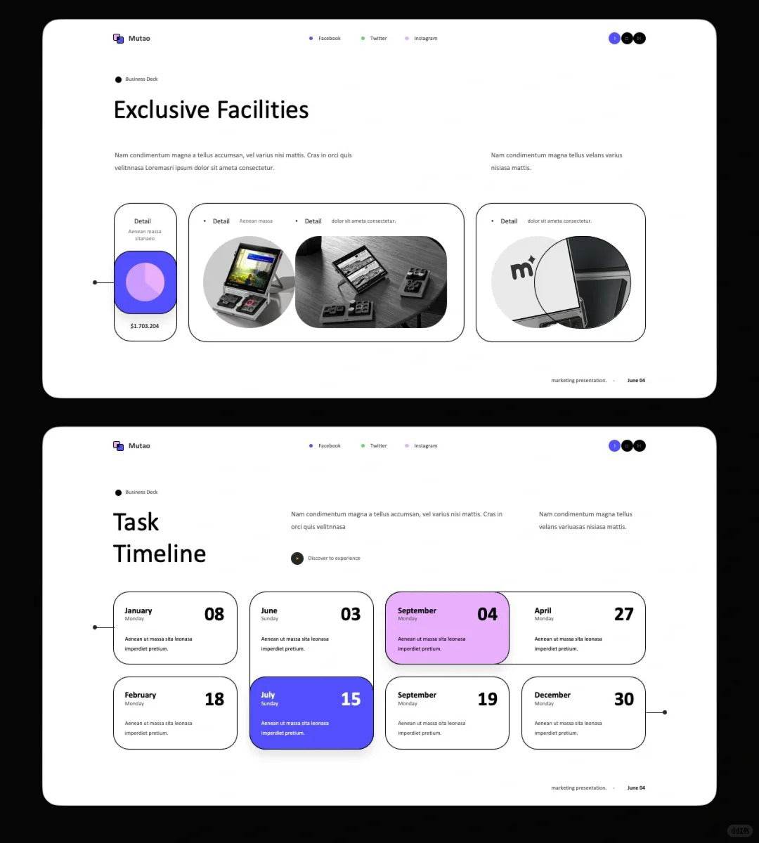 1035 Simple stroke style PPT template - whaledesign