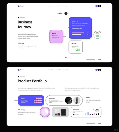 1035 Simple stroke style PPT template - whaledesign