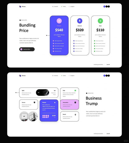 1035 Simple stroke style PPT template - whaledesign