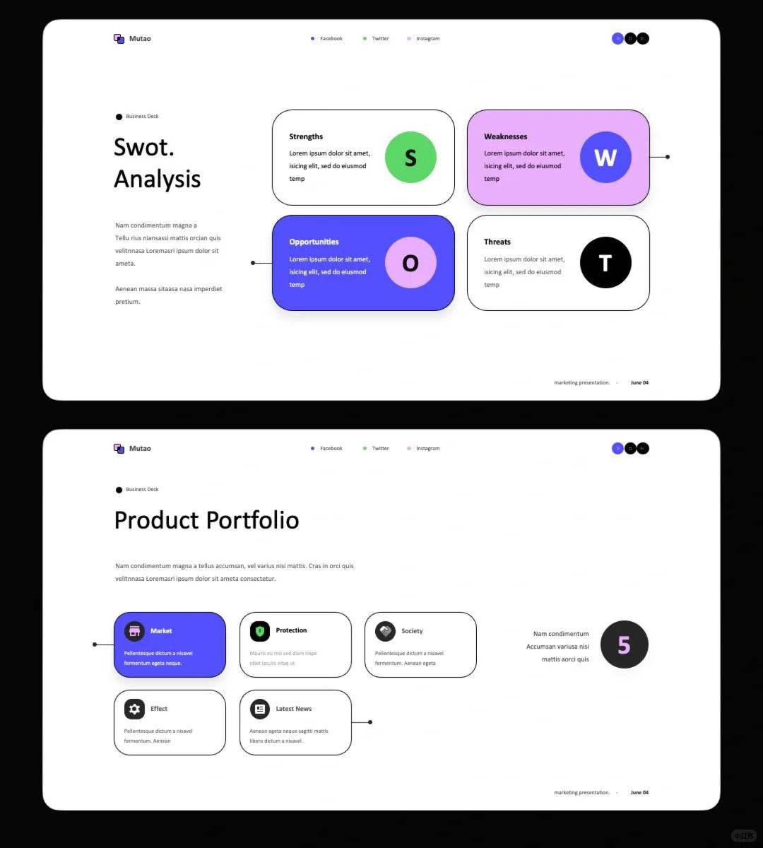 1035 Simple stroke style PPT template - whaledesign