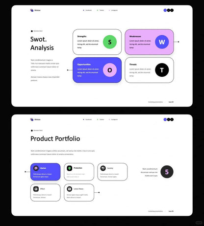 1035 Simple stroke style PPT template - whaledesign