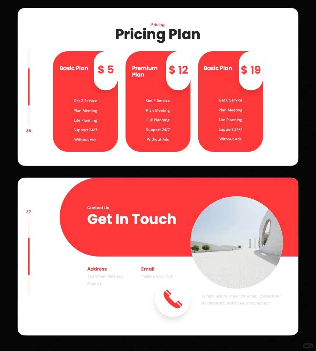 1036 Red and white color minimalist PPT template - whaledesign