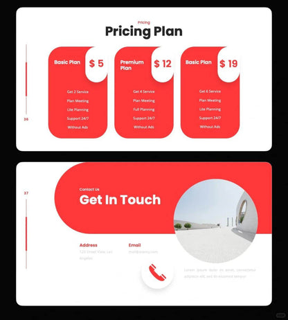 1036 Red and white color minimalist PPT template - whaledesign