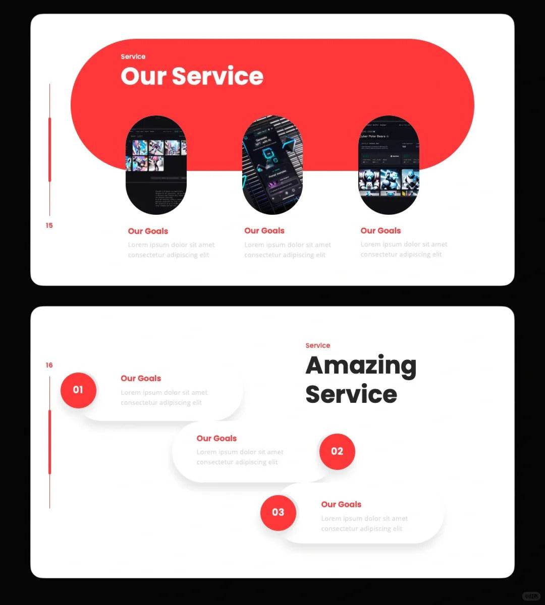 1036 Red and white color minimalist PPT template - whaledesign