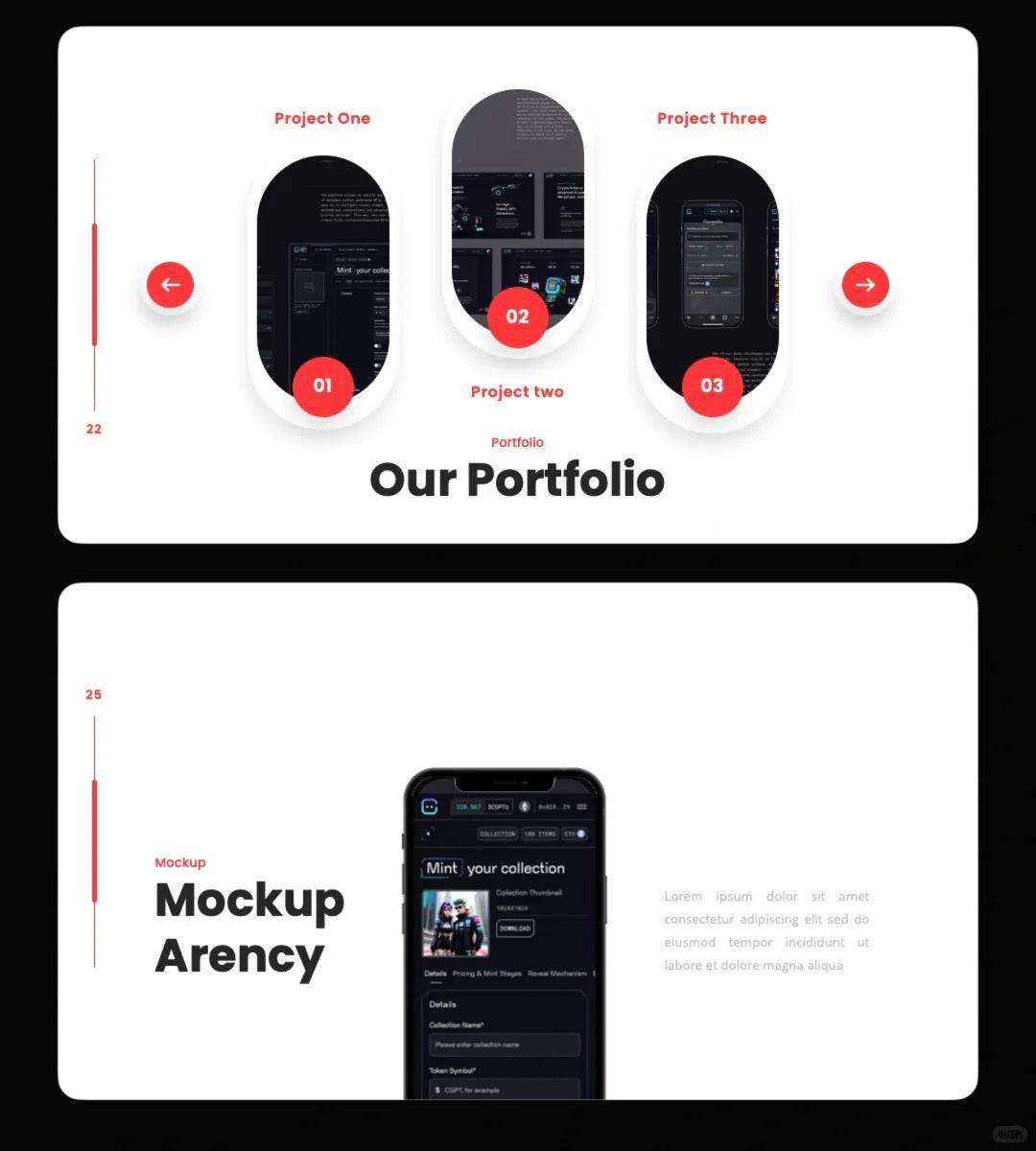 1036 Red and white color minimalist PPT template - whaledesign