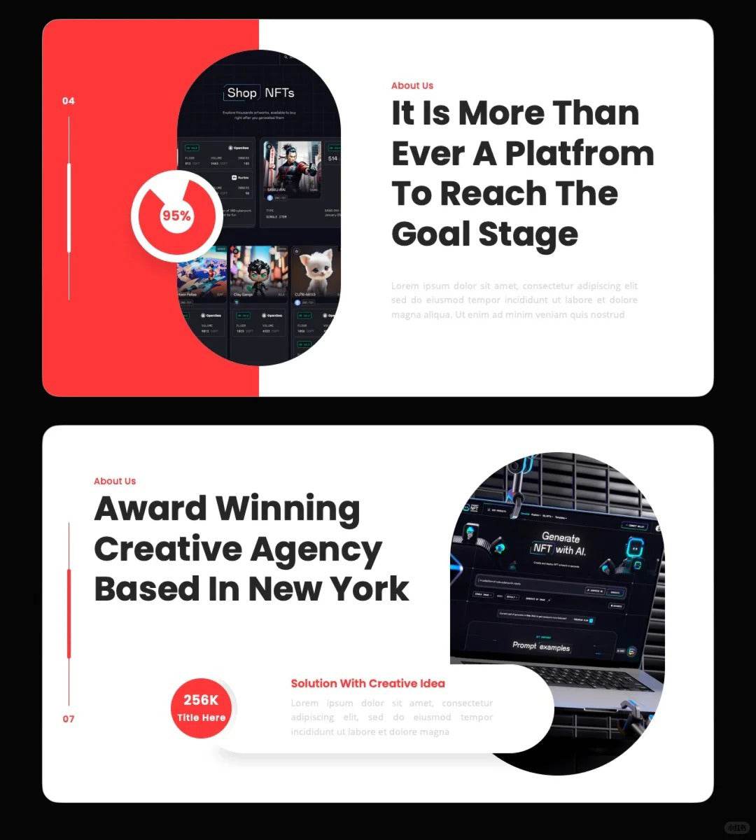 1036 Red and white color minimalist PPT template - whaledesign
