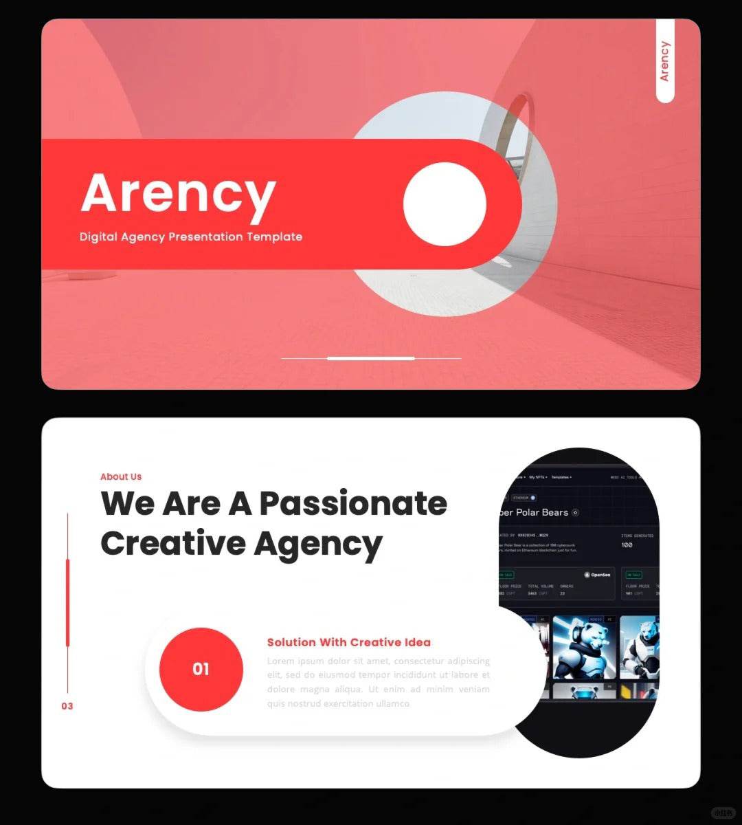 1036 Red and white color minimalist PPT template - whaledesign