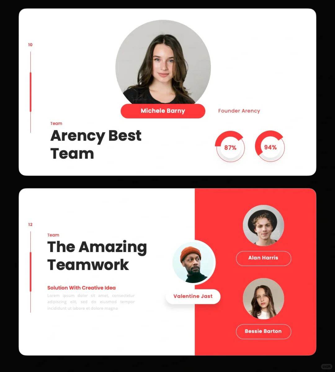 1036 Red and white color minimalist PPT template - whaledesign