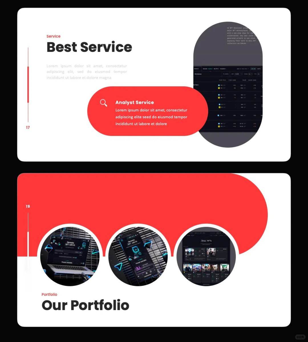1036 Red and white color minimalist PPT template - whaledesign