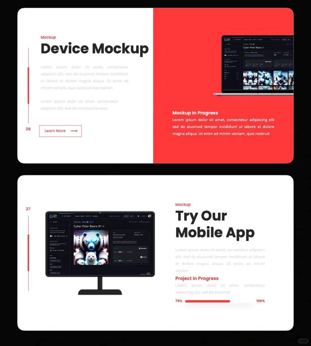 1036 Red and white color minimalist PPT template - whaledesign