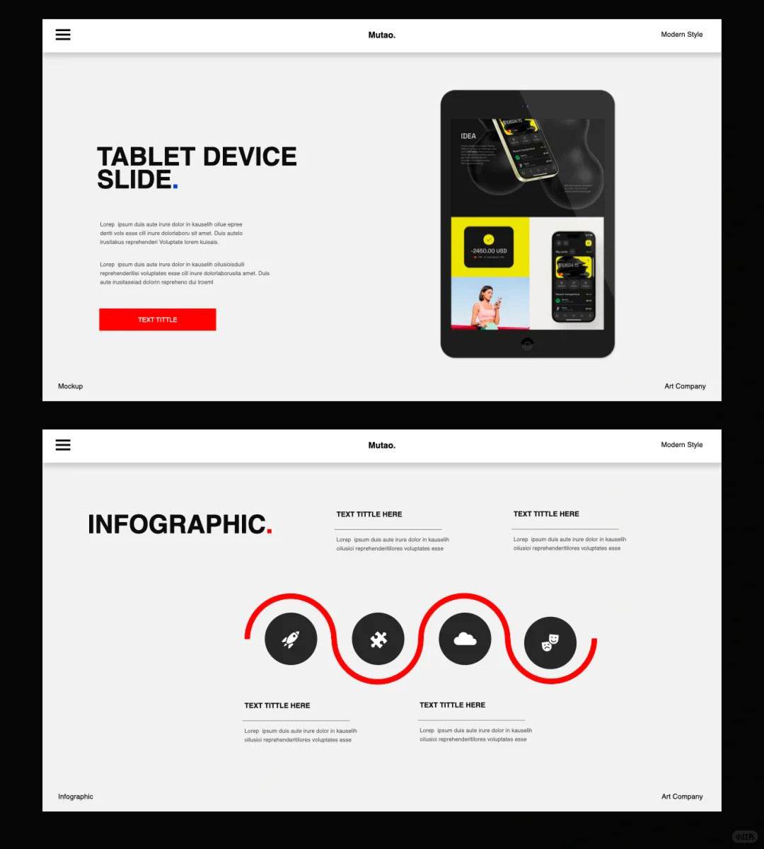 1037 Red and white minimalist Keynote template - whaledesign