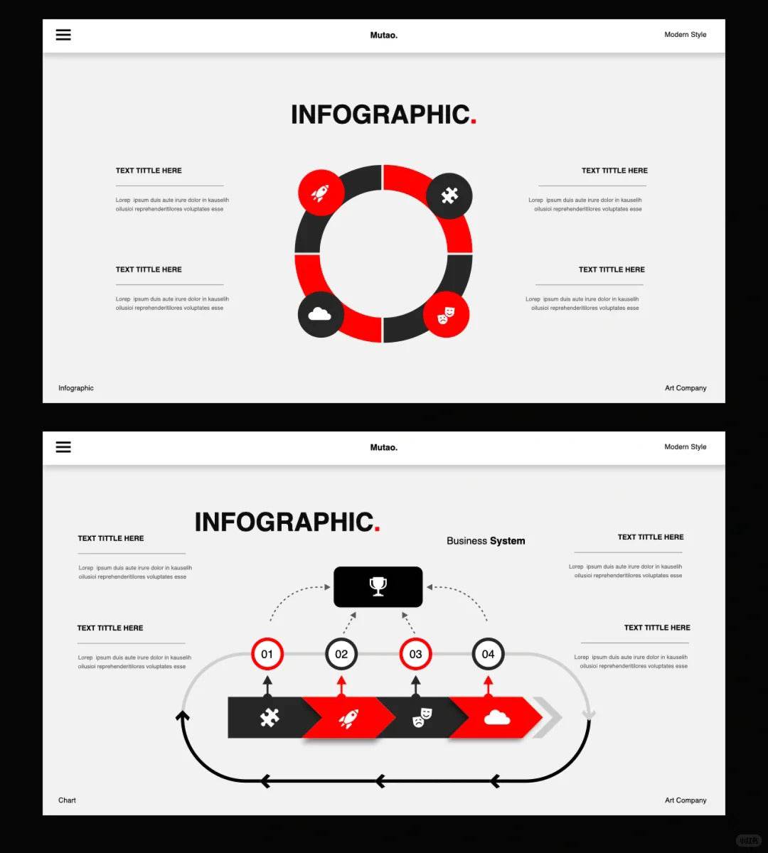 1037 Red and white minimalist Keynote template - whaledesign