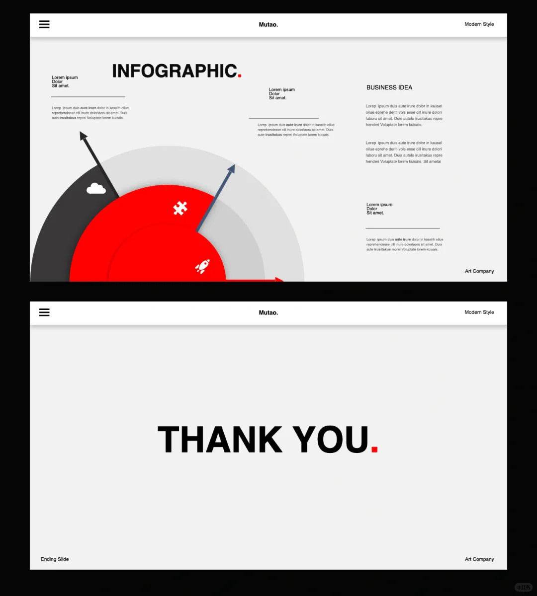1037 Red and white minimalist Keynote template - whaledesign