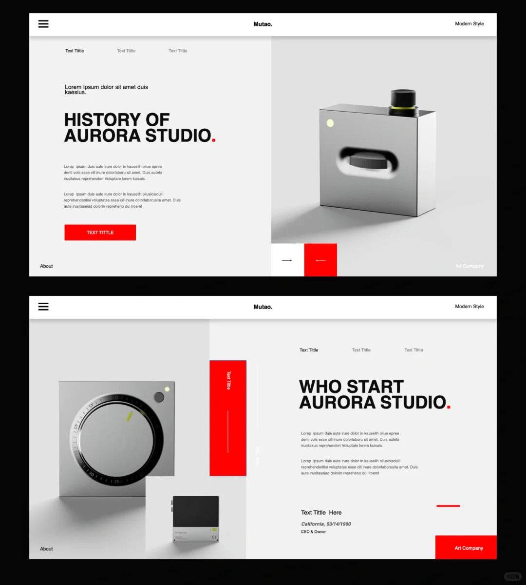 1037 Red and white minimalist Keynote template - whaledesign