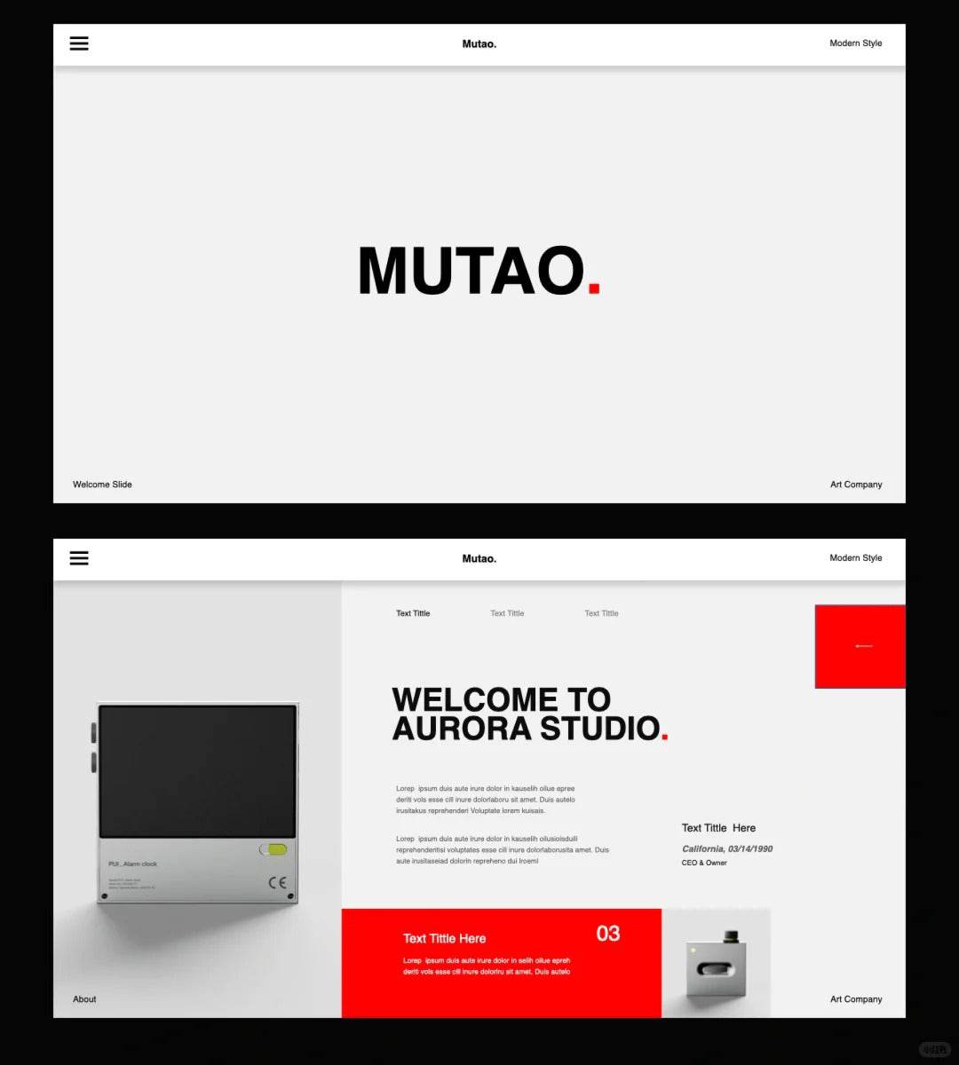 1037 Red and white minimalist Keynote template - whaledesign