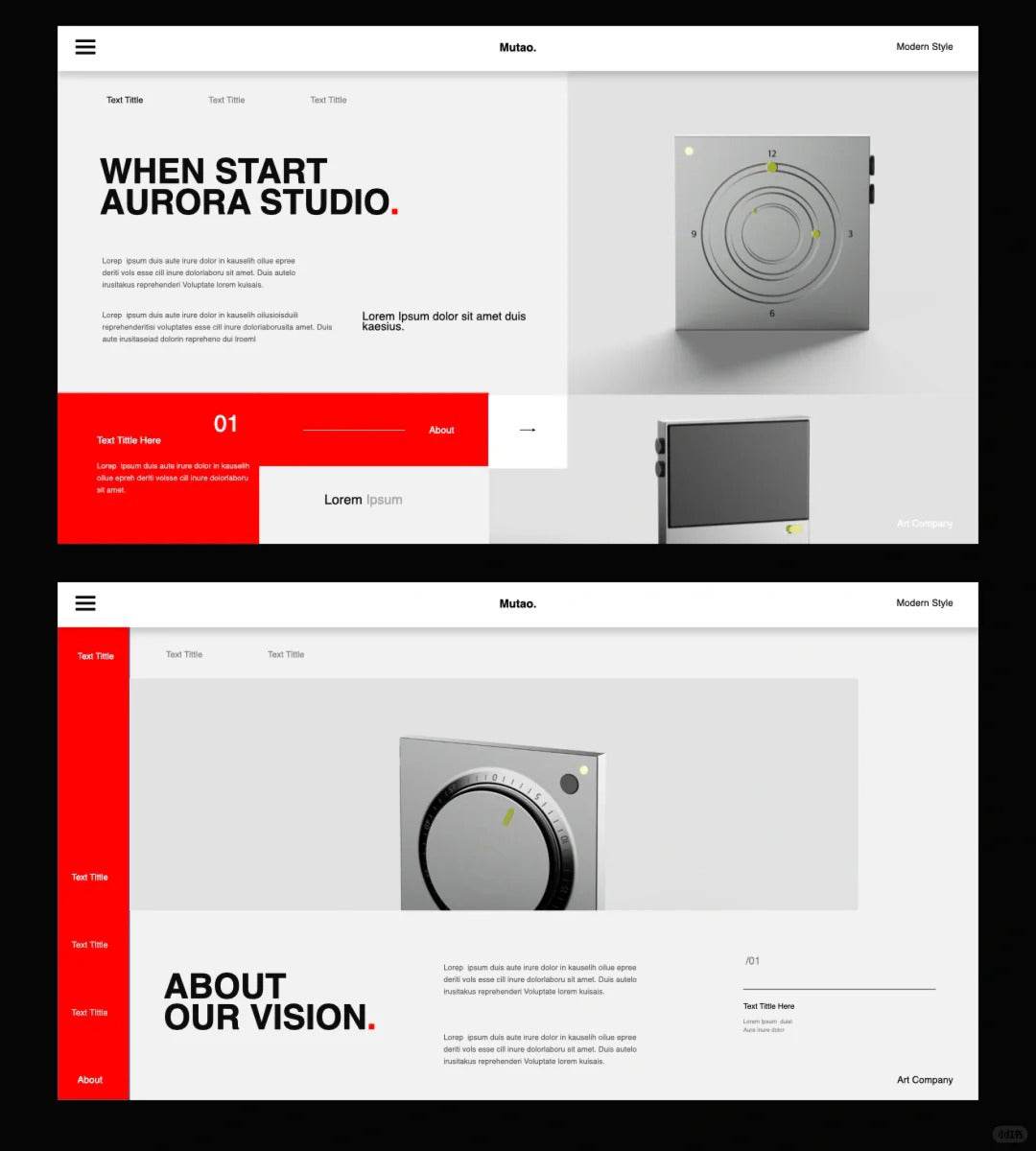 1037 Red and white minimalist Keynote template - whaledesign