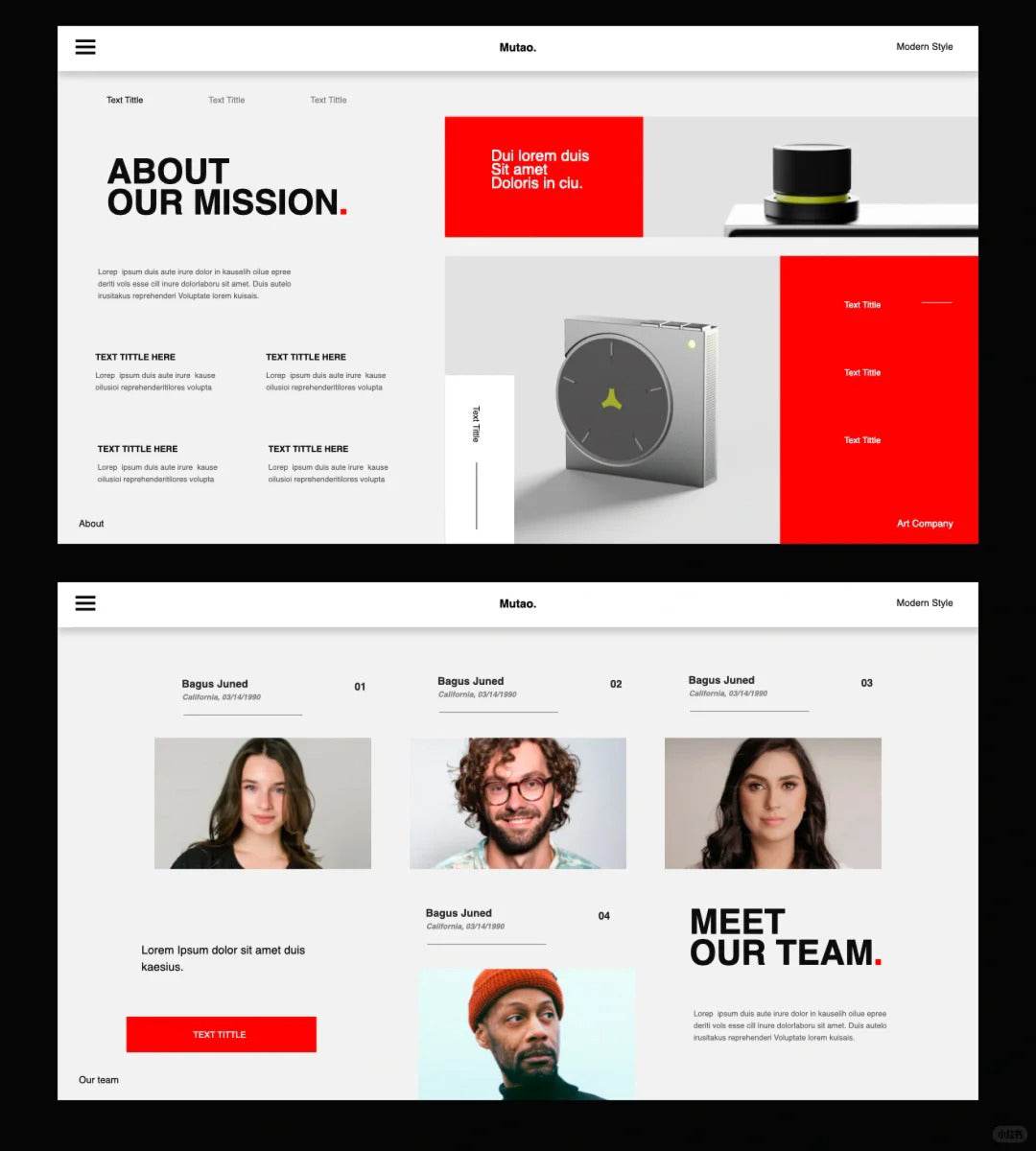 1037 Red and white minimalist Keynote template - whaledesign