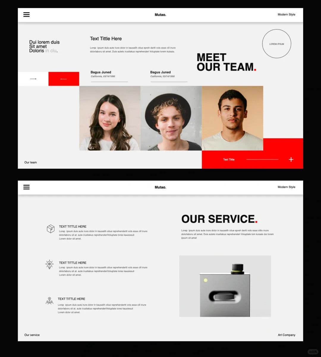 1037 Red and white minimalist Keynote template - whaledesign