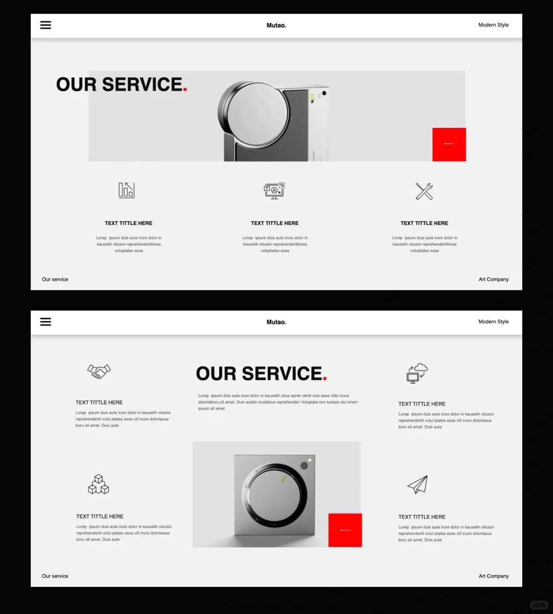 1037 Red and white minimalist Keynote template - whaledesign