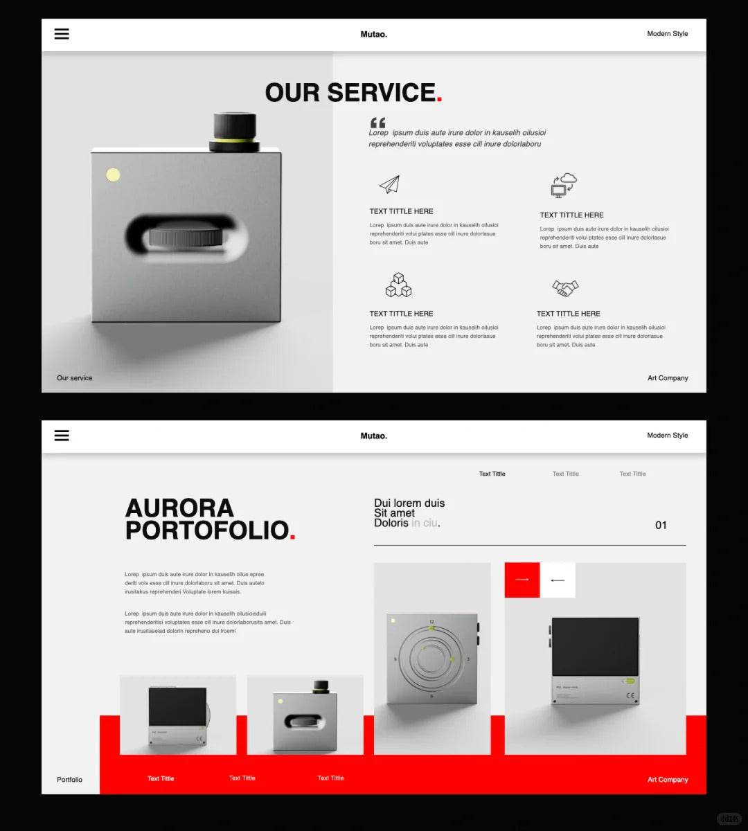 1037 Red and white minimalist Keynote template - whaledesign