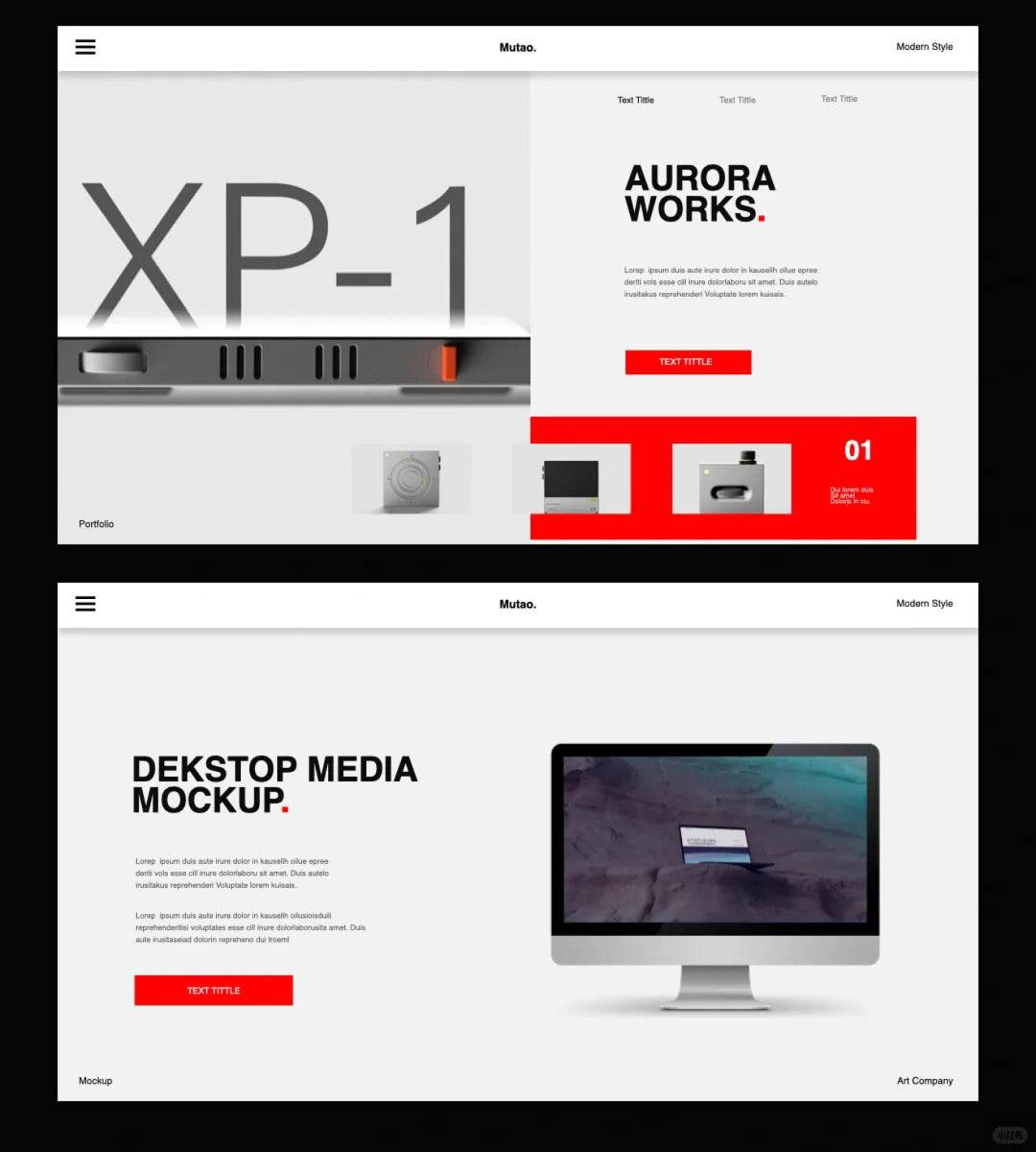 1037 Red and white minimalist Keynote template - whaledesign