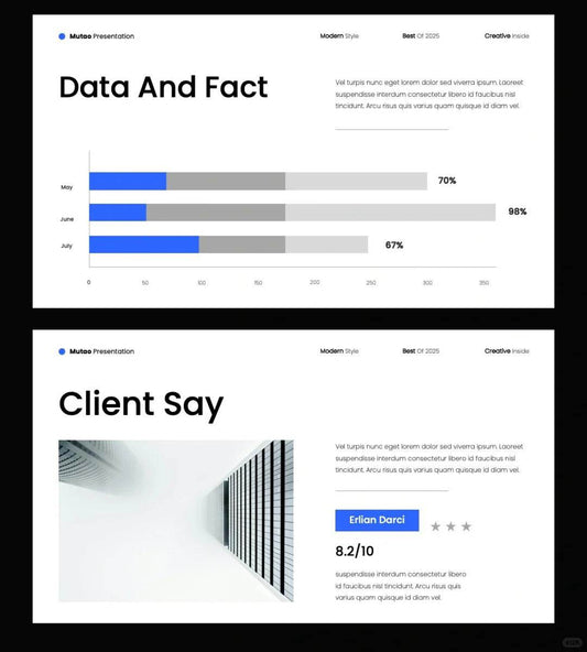 1038 Blue and white color matching minimalist style PPT template - whaledesign