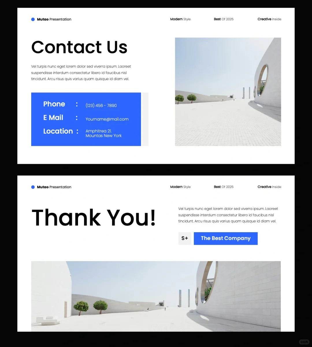 1038 Blue and white color matching minimalist style PPT template - whaledesign