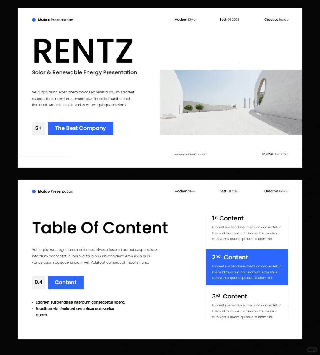 1038 Blue and white color matching minimalist style PPT template - whaledesign