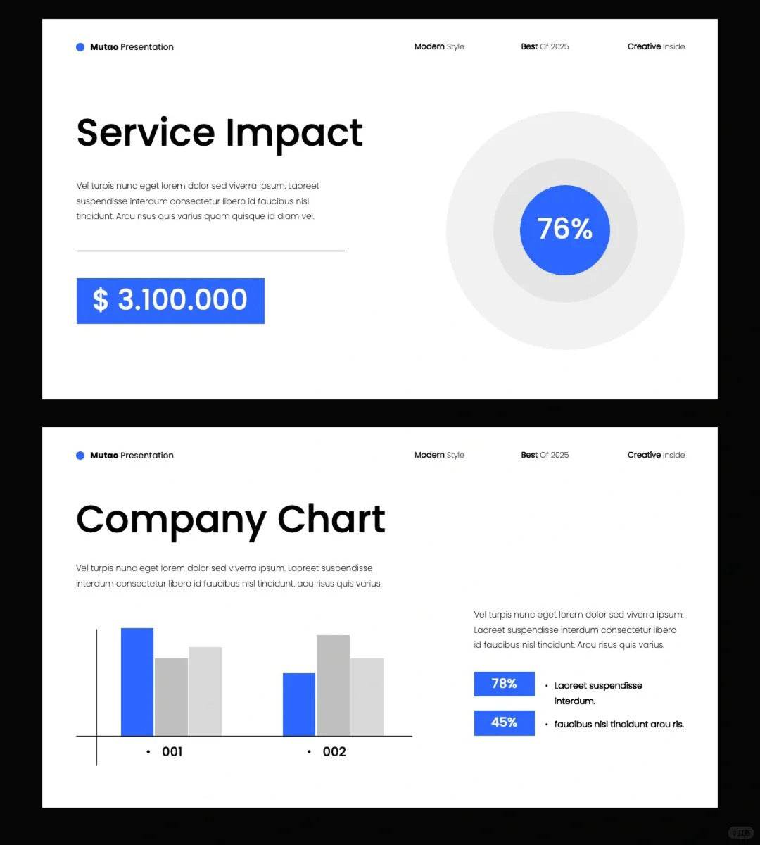 1038 Blue and white color matching minimalist style PPT template - whaledesign